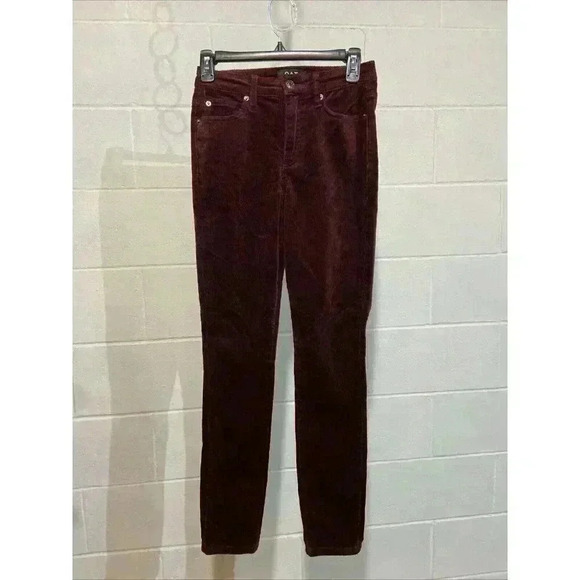 OAT NY Women's High Rise Corduroy Skinny Jeans Burgundy Stretch Streetwear NWT - Picture 1 of 10